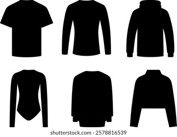 set of silhouettes of cloths template