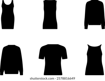 set of silhouettes of cloths template