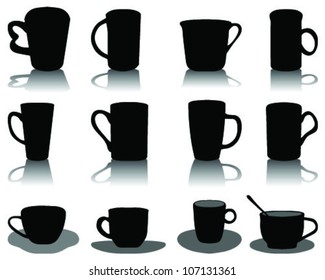 Set of silhouettes cup-vector