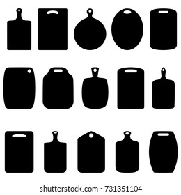 Set of silhouettes of cutting boards, vector illustration