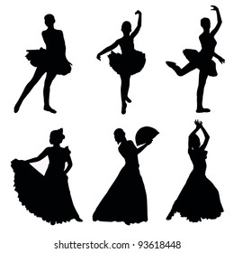 A set of silhouettes of dancers