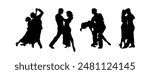 set silhouettes of dancing couple, ballroom dancing