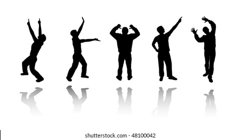 Set silhouettes of dancing guys