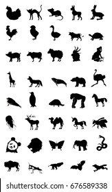 set of silhouettes of different animals, volume 1