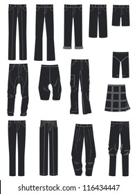 Set Silhouettes Different Mens Pants Stock Vector (Royalty Free ...