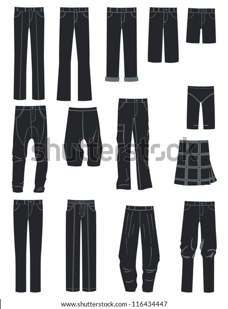 Set Silhouettes Different Mens Pants Stock Vector (Royalty Free ...