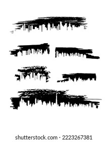 Set of silhouettes of different modern cities . Vector illustration