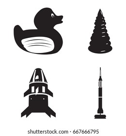 Set of silhouettes of different toys, Vector illustration