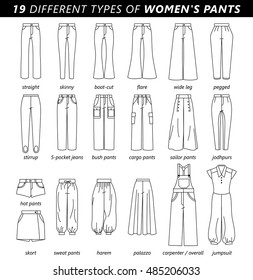 different types of trousers names 