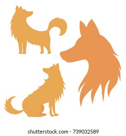 Set with silhouettes of dogs for your design.Chinese New Year dog 2018
