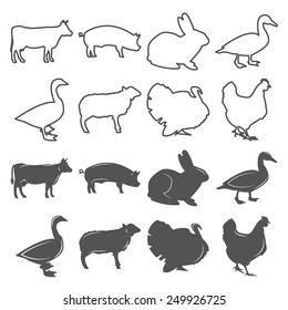 Set of silhouettes with domestic animals, can be used for logo, logotypes, icons and stickers