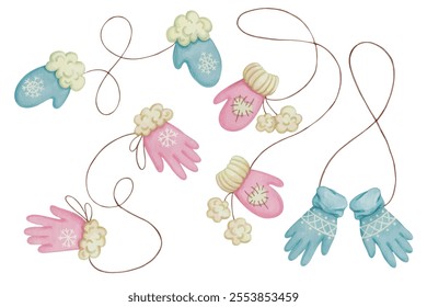 Set of silhouettes, drawings of coniferous branches of spruce and pine. Vector graphics.