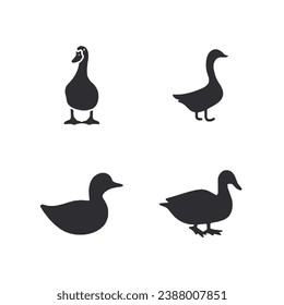 icono del pato conjunto de siluetas