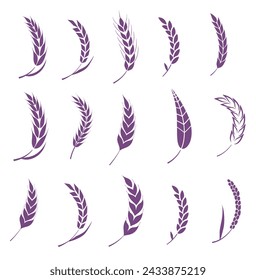 Set of silhouettes of ears of wheat