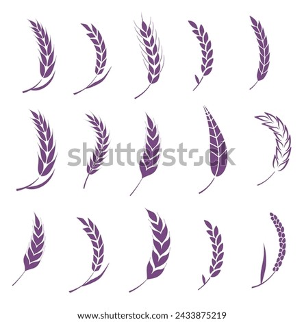 Set of silhouettes of ears of wheat