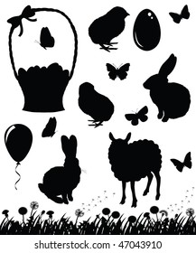 Set of silhouettes for Easter.