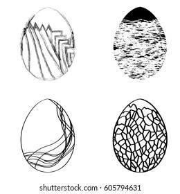 Set of silhouettes of easter eggs, Vector illustration