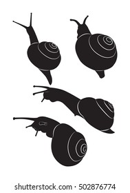 A set of silhouettes edible snail. Vector illustration