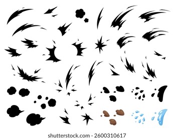 A set of silhouettes for the effect of using tools