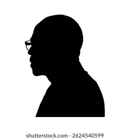 Conjunto de silhuetas de um homem negro idoso usando óculos - ilustração vetorial