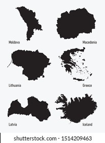 set silhouettes of Europe countries vector illustration