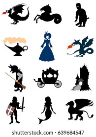 set of silhouettes from fairy tales