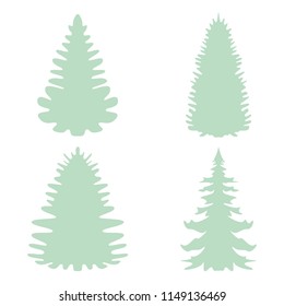Set of silhouettes of fir-trees  in vector format.Vector illustration. Christmas trees.