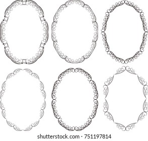 set of silhouettes floral borders
