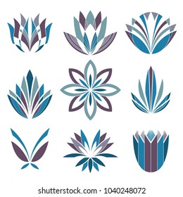 Set of silhouettes of flowers.