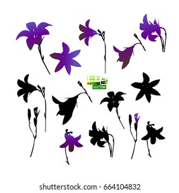 Set of silhouettes of flowers. Vector