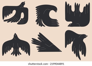 Conjunto de siluetas folclore pájaros modernos