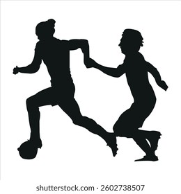 a set of silhouettes of football players. isolated on white background. graphic vector illustration.