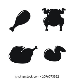 A set of silhouettes of fried chicken