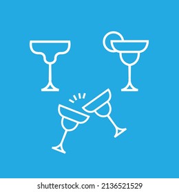 A set of silhouettes of glasses, alcoholic drinks in glasses of various sizes and shapes, two types of icons vector illustration