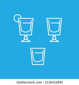 A set of silhouettes of glasses, alcoholic drinks in glasses of various sizes and shapes, two types of icons vector illustration