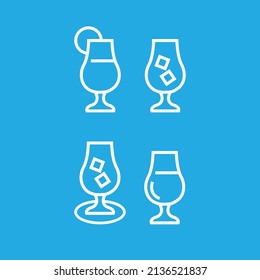 A set of silhouettes of glasses, alcoholic drinks in glasses of various sizes and shapes, two types of icons vector illustration