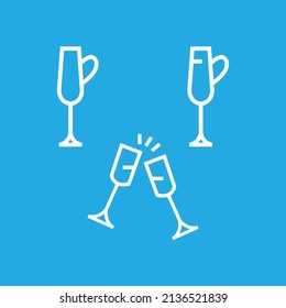 A set of silhouettes of glasses, alcoholic drinks in glasses of various sizes and shapes, two types of icons vector illustration