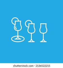 A set of silhouettes of glasses, alcoholic drinks in glasses of various sizes and shapes, two types of icons vector illustration