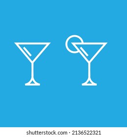 A set of silhouettes of glasses, alcoholic drinks in glasses of various sizes and shapes, two types of icons vector illustration