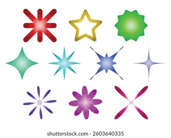 set of silhouettes gradient color star shape vector illustration 