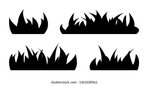 Set of silhouettes grass.