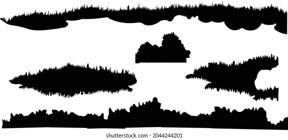 Conjunto de siluetas ilustración vectorial de césped
