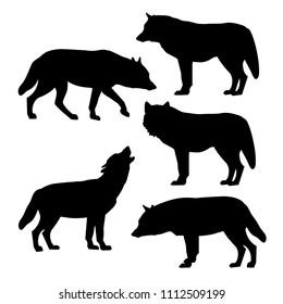 Set Silhouettes Gray Wolves Vector Illustration Stock Vector (Royalty ...