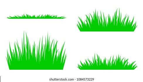 Set of silhouettes of green grass.