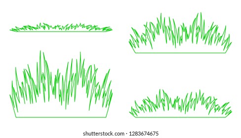 Set of silhouettes of green grass.