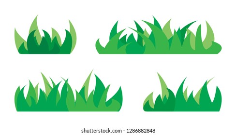 Set of silhouettes of green grass.