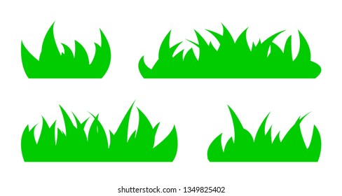 Set of silhouettes of green grass.