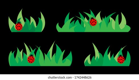 Set of silhouettes of green grass. Vector illustration.