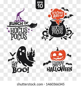 Set of silhouettes Halloween icons with quote for party decoration and cutting sticker