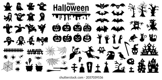 Set Silhouettes Halloween On White Background Stock Vector (Royalty ...